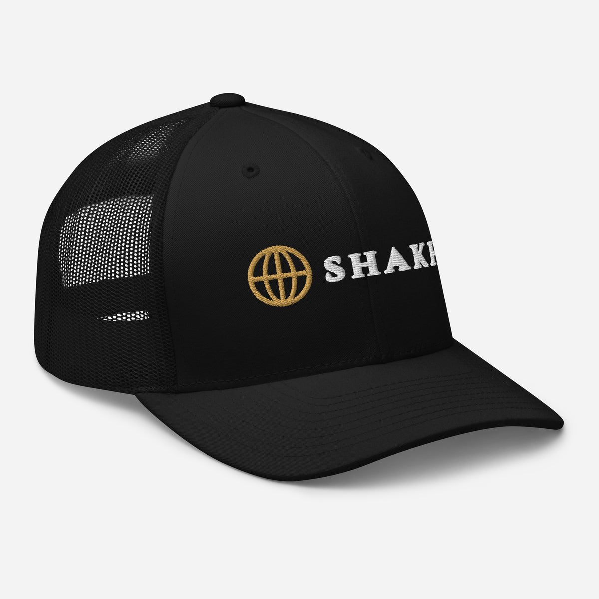 Shakh Worldwide embroidered trucker cap, black — right front