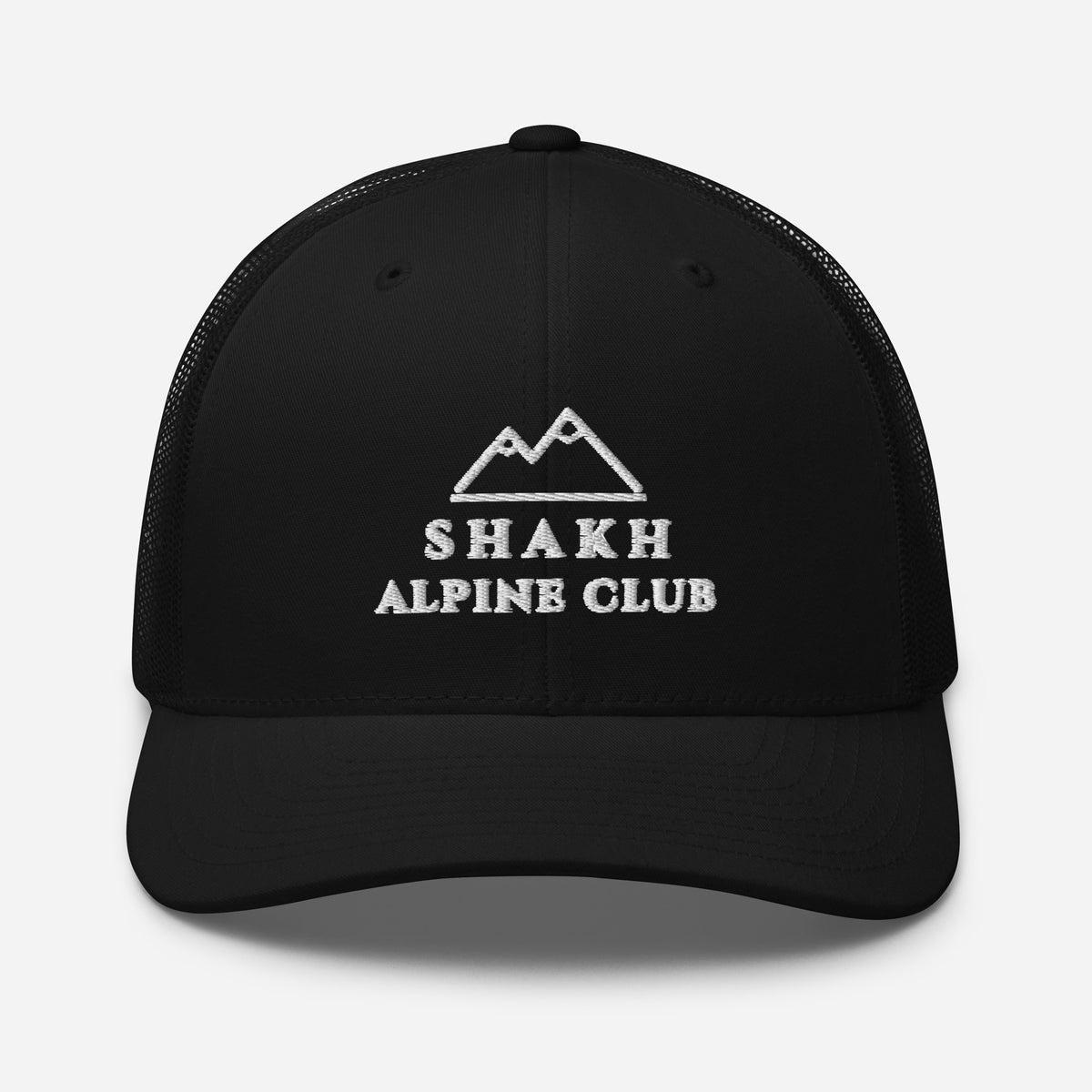 Ivory Crown embroidered trucker cap, black — front