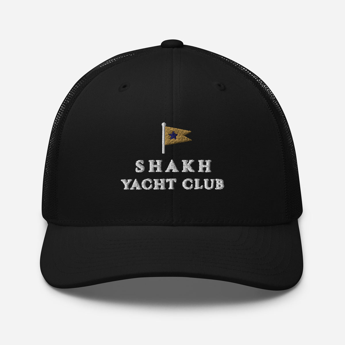 The Shakh Vanguard embroidered trucker cap, black — front
