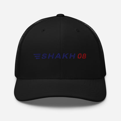 Paddock 08 embroidered trucker cap, black — front
