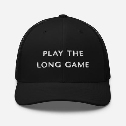 The Long Game embroidered trucker cap, black — front