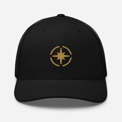 North Star embroidered trucker cap, black — front