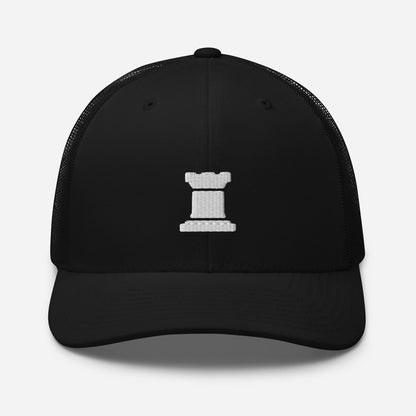 The Rook embroidered trucker cap, black — front