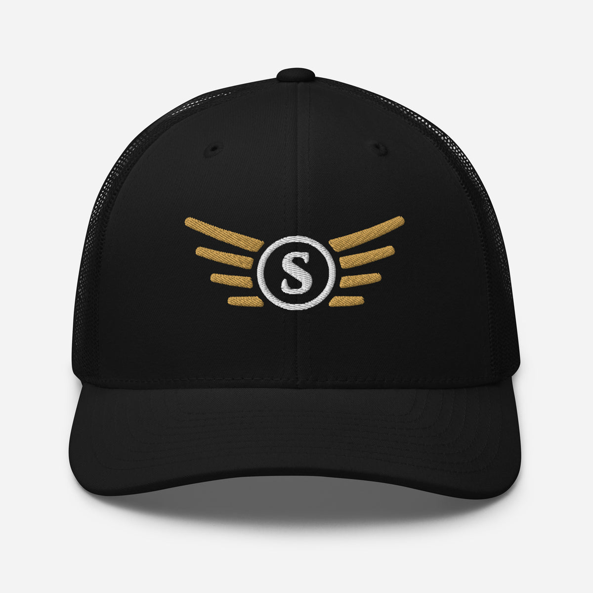 Aero Wings embroidered trucker cap, black — front