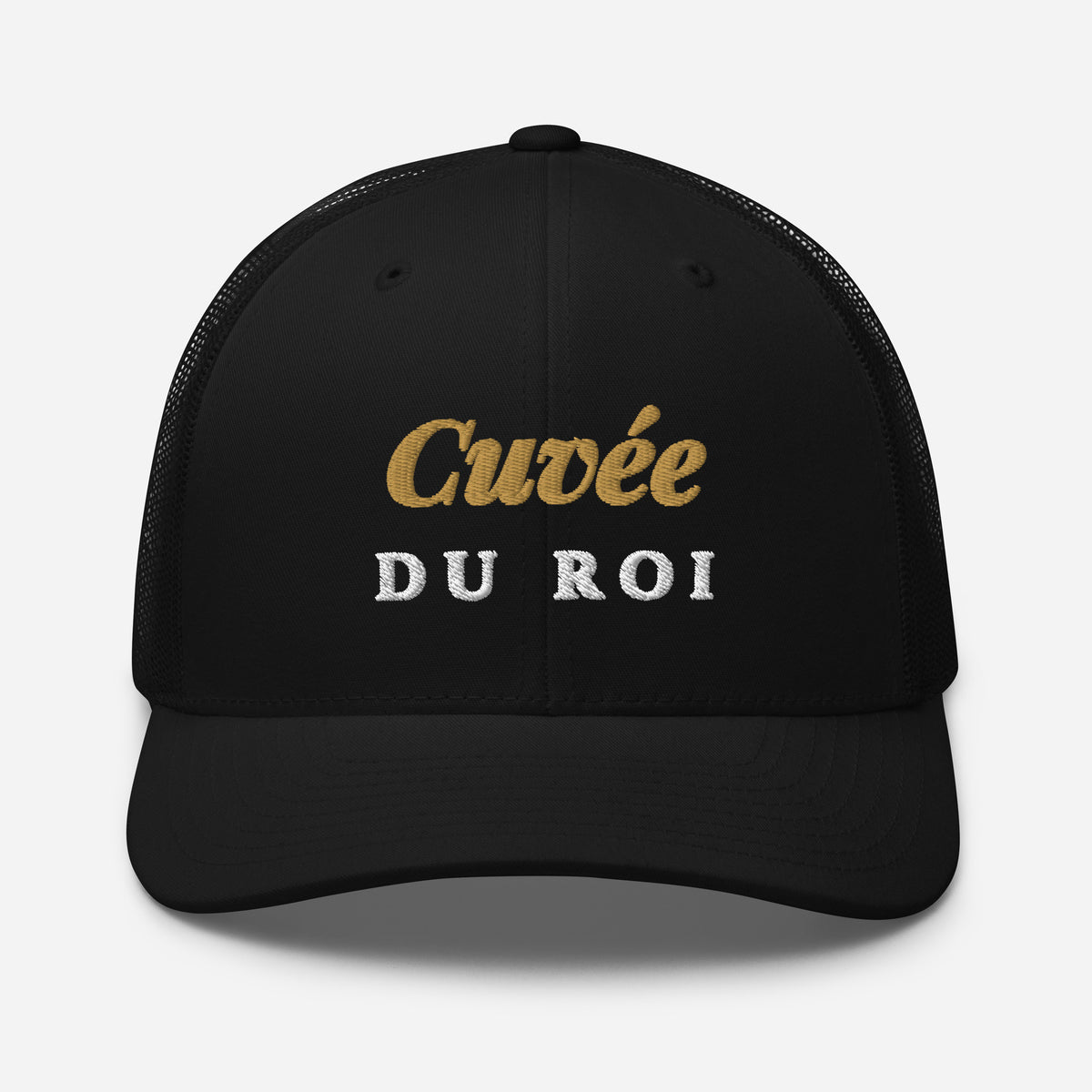 Cuvée Gold embroidered trucker cap, black — front