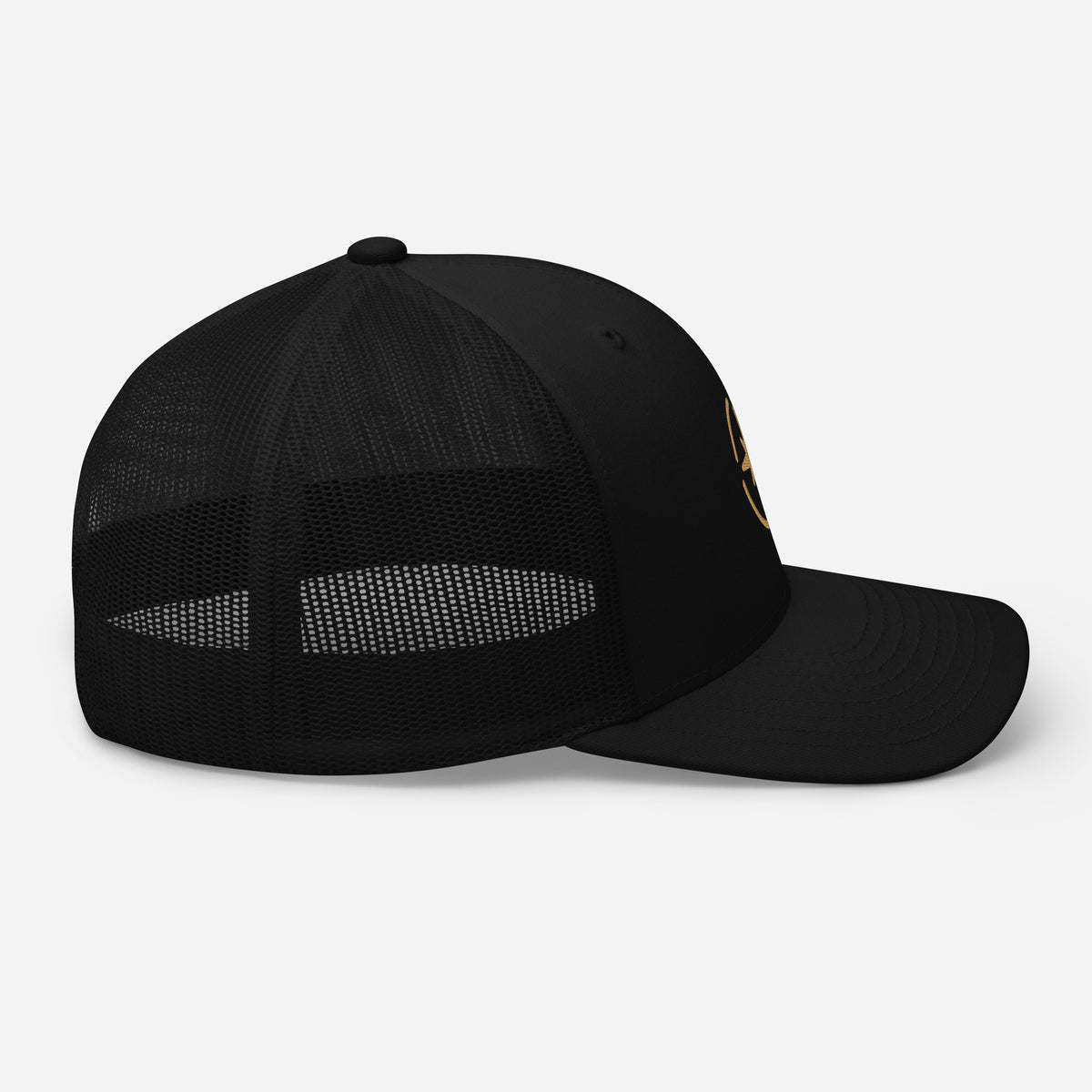 North Star embroidered trucker cap, black — right side