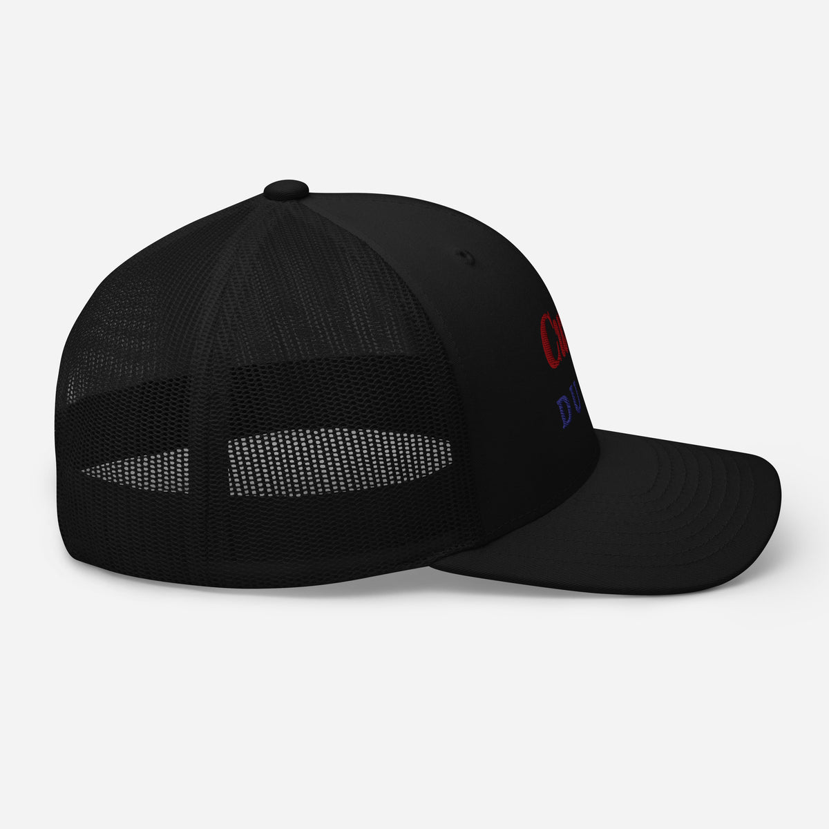 Cuvée Rouge embroidered trucker cap, black — right side