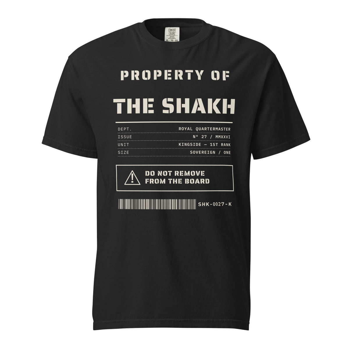 Property of The Shakh heavyweight garment-dyed t-shirt, black — front