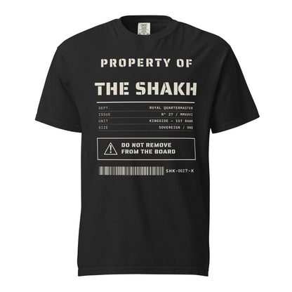 Property of The Shakh heavyweight garment-dyed t-shirt, black — front