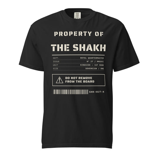 Property of The Shakh heavyweight garment-dyed t-shirt, black — front