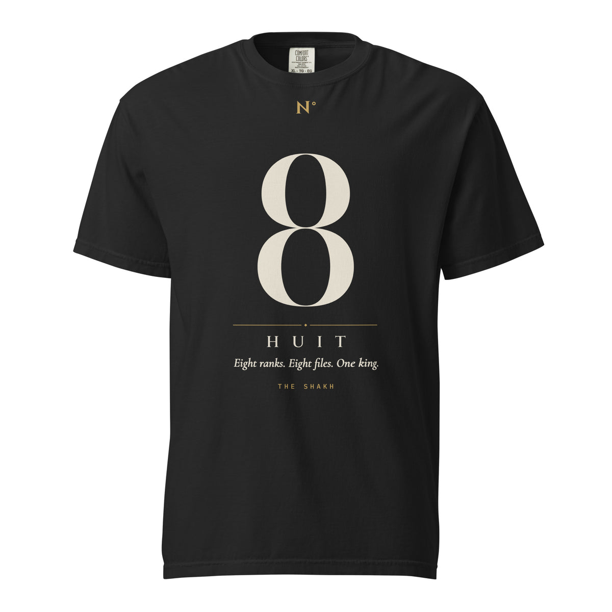 Huit heavyweight garment-dyed t-shirt, black — front