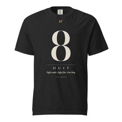 Huit heavyweight garment-dyed t-shirt, black — front