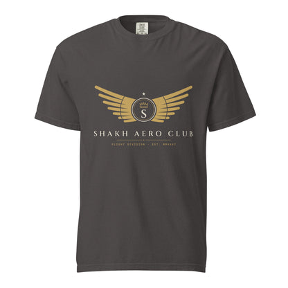 Shakh Aero Club heavyweight garment-dyed t-shirt, graphite — front