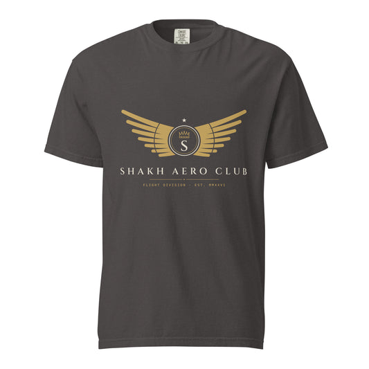 Shakh Aero Club heavyweight garment-dyed t-shirt, graphite — front