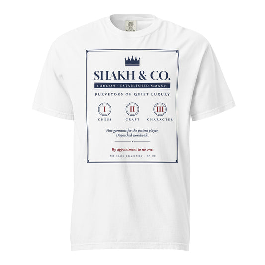 Shakh & Co. Purveyors heavyweight garment-dyed t-shirt, white — front