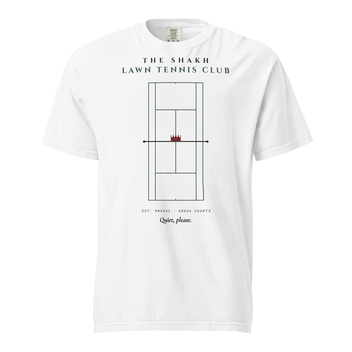 Lawn Tennis Club heavyweight garment-dyed t-shirt, white — front