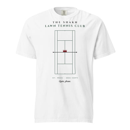 Lawn Tennis Club heavyweight garment-dyed t-shirt, white — front